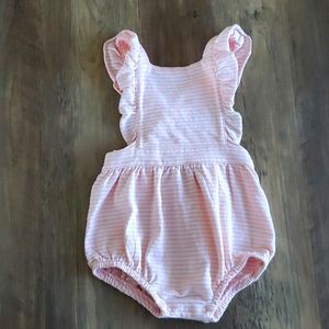 Super cute pink stripe bubble romper, 18 months, worn once